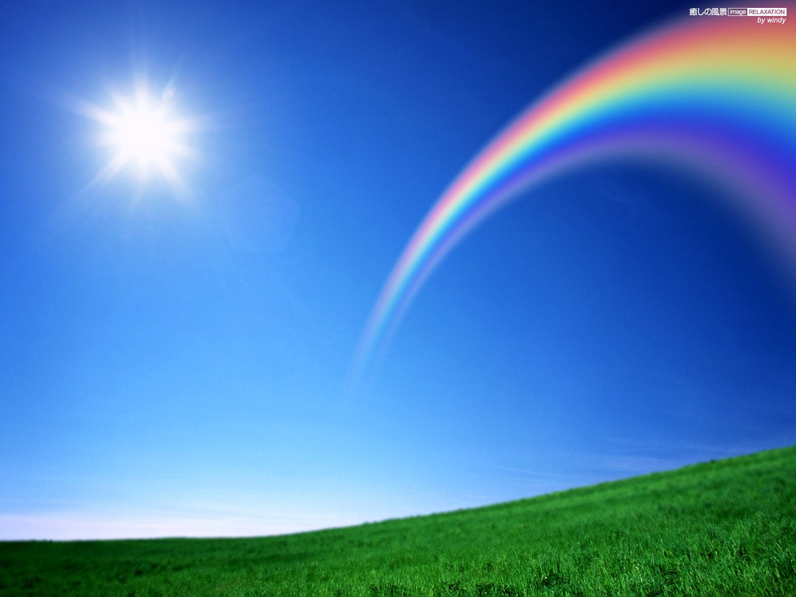 虹の見える風景 壁紙 ブルー系